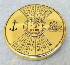 Messing Kalender Kompass Antik