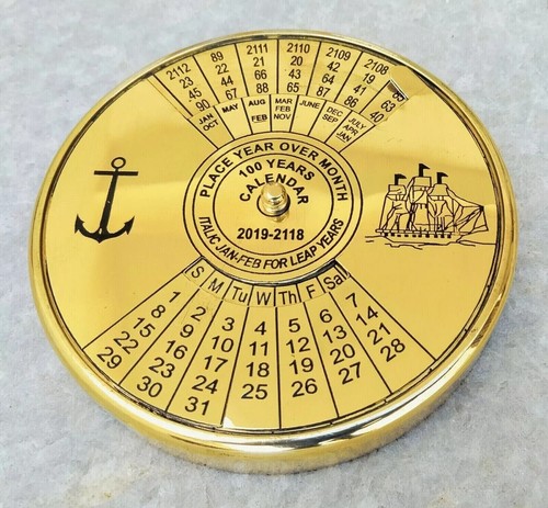 Messing kalender kompass antik - messing,
